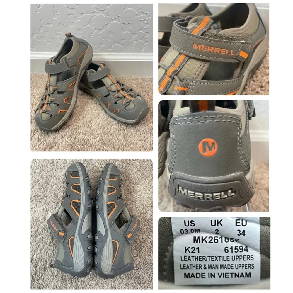 Merrell Kids Hydro H2O Hiker Outdoor Sport Sandal Size 3 Big Kid Gunsmoke/Orange